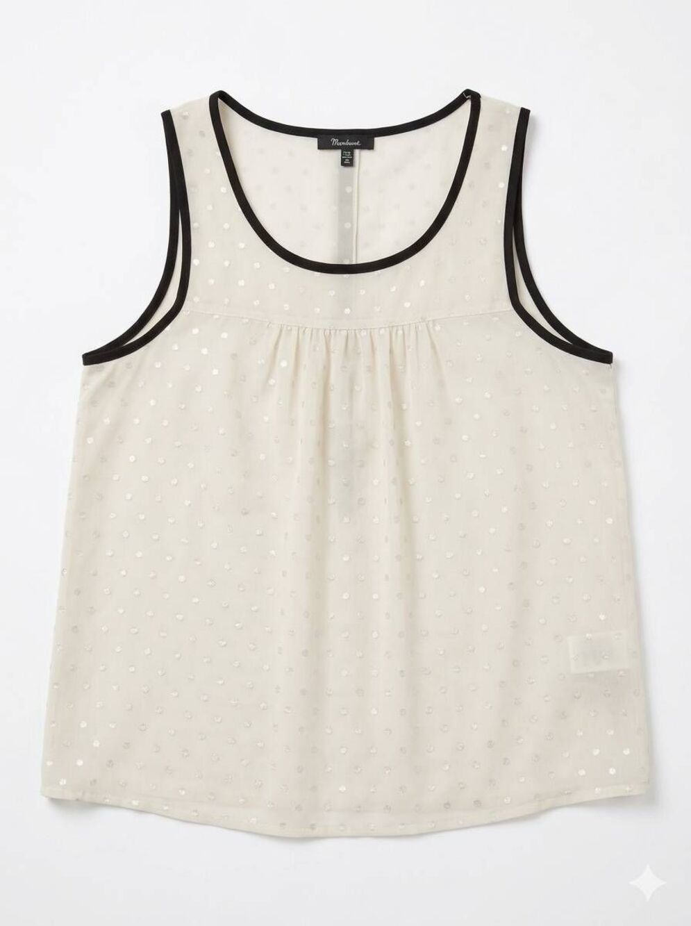 🔹️Monteau Cream & Gold Polka Dot Semi Sheer Sleeveless Top Medium
